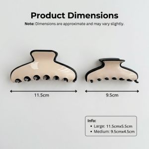 Acetate Hair Claw Clip Two Tone Cream Black Shark Clip for Women Two Sizes Large Small French Elegant Hair Accessory