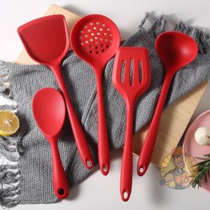 5 Piece Kitchen Silicone Spatula Soup Spoon Kitchen Multifunctional Cooking Silicone Spatula Set
