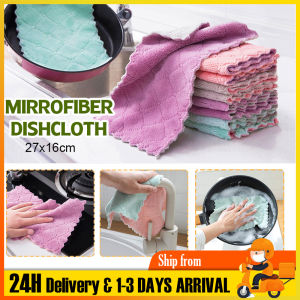 Kitchen Towels Dishcloth Thickened Cleaning Dishwashing Dishcloth Double-sided Fleece Oil-free Absorbent Rag Household Soft Practical Towel/Kain Dapur/Kain Pencuci Pinggan