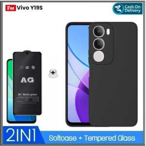 Paket 2IN 1 Case Vivo Y19s 4G Casing SoftCase Slim Cover Free Tempered Glass AG Kaca Matte Dove