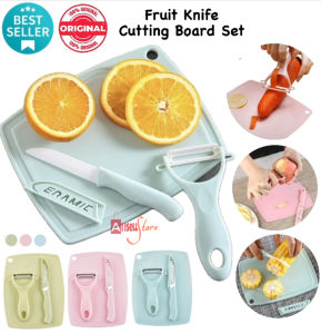 (BISA COD) PROMO Pisau Set 3in1 Ceramic / Pisau Dapur Set / Pisau Buah / Cutting Board Set Knife / Alat Dapur Kupas Sayur Pengupas ( Parutan + Peeler + Pisau )