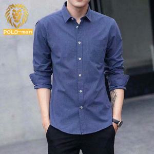 Local Delivery- New mens long sleeve shirt multi-color optional mens Oxford woven casual shirt men slim Korean version solid color  ​- White/Sky Blue/Grey/Navy Blue/Black