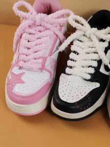 LZD  Plush Lace AJ1 Air Force No. 1 Canvas Shoes Vintage Skateboard Shoes Mens and Womens White Purple Beige Caterpillar Shoelace