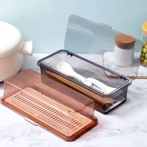 ZENGD Tidy Portable with Lid and Drainer Cosmetic Make-up Brush Holder Cutlery Storage Box Spoon Fork Tray Tableware Organizer