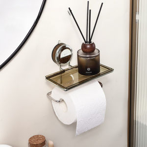 No Drilling Suction Up Stainless Steel Toilet Paper Holder Wall Mount Tissue Roll Dispenser Organizer Shelf For Bathroom