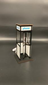 Vintage Phone Booth Ambient Lamp Retro Telephone Booth Table Lamp with Warm LED Light Detailed Textured FrameAccent Desk Night Light for Bedroom Home Bookshelf Decoration