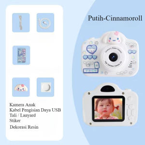 【COD】Sanrio Kuromi Kamera Anak Mini Hadiah Anak Kamera Digital Kamera Perekam Video 1080p Camera USB 2.0 inci Layar IPS & 2000W HD Dual Camera Game Bawaan Multifungsi Mainan Kamera