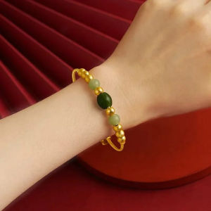 【Wealth/Good Fortune】Agate Lucky Gemstone Bracelet Elegant Sand Gold Versatile Beaded Bracelet Versatile Jewelry Bracelet Everyday Wear Stackable Bracelet