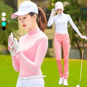 ZIAAN ระบายอากาศได้ ผู้หญิงมีเสื้อกอล์ฟ นุ่มนวล แห้งเร็ว เสื้อยืดแขนยาว ยืดหยุ่น ผ้าระบายความร้อน ท็อปส์ซูระบายความร้อนสำหรับกอล์ฟ ฤดูร้อน
