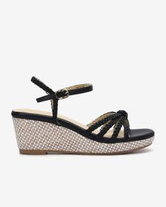 Giày Sandal đế xuồng nữ Đông Hải quai đan chéo đế cói 7cm tôn dáng chất microfiber cao cấp - S5716