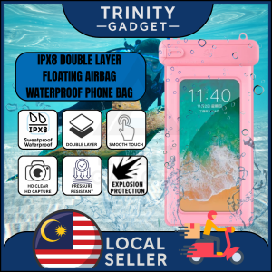 【Trinity】High Quality Slide-Lock Inflatable Waterproof Phone Pouch – Double-Sided Airbag | For Swimming Beach Diving Outdoor Use | Fits Up to 7.2” Phones