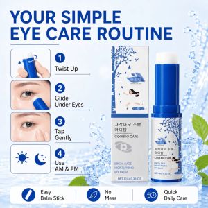 Birch Juice Moisturizing Eye Balm Stick 10g – Anti Dark Circles Wrinkle Hydrating Eye Stick Repairing Cooling Care Firming Anti-Puffiness Essence for Sensitive Skin Portable Philippines Beauty Essential