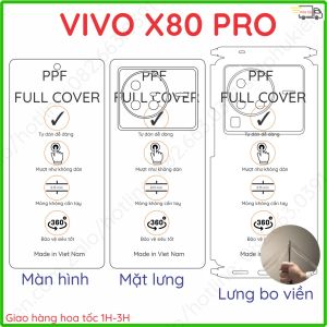 Dán PPF Vivo X80/ X80 pro loại trong nhám chống nhìn trộm dành cho màn hình mặt lưng full viền