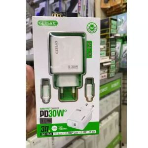 CHARGER GERLAX GA-32P USB C 30W + KABEL TYPE C to TYPE C SUPER FAST CHARGING