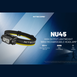 NITECORE NU45 1700Lumens Headlamp Bulit-in 4000mAh Battery Type-C Rechargeable Headlight White+Red Light For Night Runing/Camping