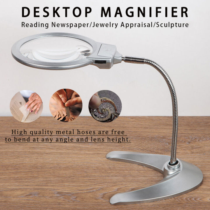 Foldable Illuminated Magnifier On Desktop Glass Reading Loupe Metal Hose Led Lighted Lamp Desk Foldable Illuminated Magnifier On Desktop Glass Reading Loupe Metal Hose Led Lighted Lamp Desk