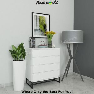 Best BARROS Chest of Drawers in 4 Drawers with Metal Frame Leg - CH 8008 (White / Espresso)