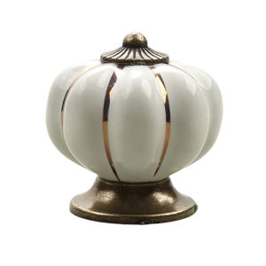 2Pcs Ceramic Pumpkin Knobs Vintage Dresser Knobs Drawer Pulls for Closet Drawer Cupboard Cabinet