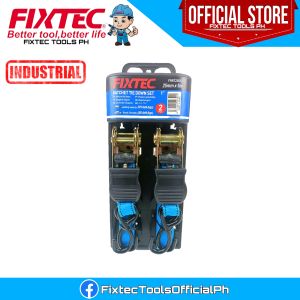 FIXTEC Industrial Heavy-Duty 225kg Capacity Ratchet Tie Down Straps with Snap Hooks - 2pcs Set FHRT25052