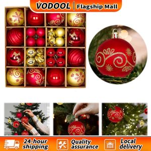 44Pcs Christmas Ball Ornaments Set for Festive Holiday Decoration with Red Green Gold Colors for Christmas Tree and Home Decor