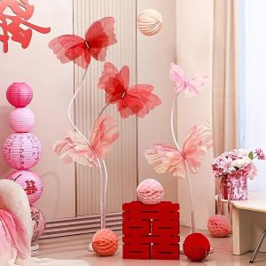 INNEWIN Large Simulation Wedding Butterfly Ornament 50cm Big Size 3D Design 3D Wedding Decoration Shopping Mall Hollow Texture Simulation Butterfly Decoration Wedding Scene
