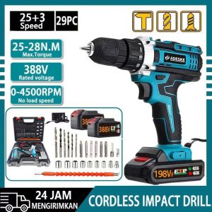 Cordless Brushless Drill Set Japan Made with 2 Batteries Electric Hand Drill for Wood and Motorcycle Work