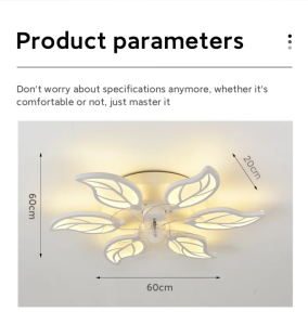 Ceiling Fan Lights Ceiling Fans with LED Light and Mobile App Remote Control Flower Leaf Fan Modern Design Living Room Ceiling Lights with 6 Speed Silent Ceilings Fan Heavy Duty