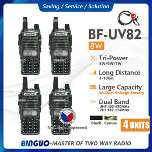 Baofeng UV82 Walkie Talkie Long Range 4 Set Real 8W High Power Free Headset Two Way Radio Dual Band UHF/VHF Portable Handheld Radio COD