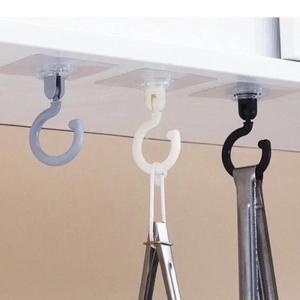 3PCS Self-adhesive wall hanging hook ceiling strong traceless ceiling hook 360° rotating hook transparent