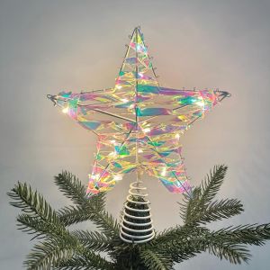 FOUNDTWO Đèn LED Phụ kiện trang trí đỉnh cây thông Noel Có thể tái sử dụng. Sáng Đồ trang trí cây thông Noel Dễ thương Thiết kế mũ Giáng sinh Đèn trang trí đỉnh cây thông Noel Tiệc