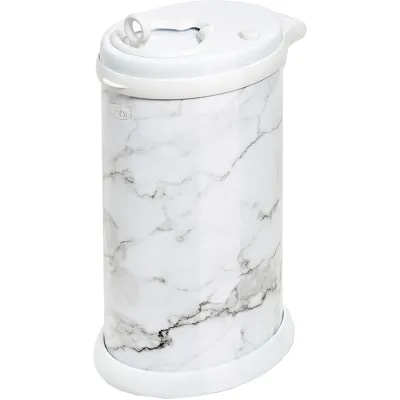 Ubbi Steel Diaper Pail Bin Blue Grey Gray Pink White Marble Matte Trash Odour Locking Nappy Green Liner