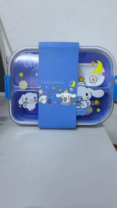 💖Ready Stocks💖4 Compartment Bento Lunch Box 1550ml Cute Cartoon Meal Container with Spoon Mini Sauce Container