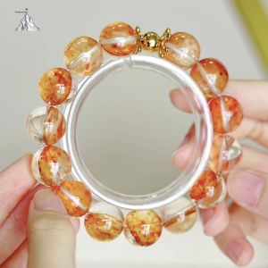 Montagne Jewelry Natural 14-15mm Golden healer Crystal Bracelet 925 Silver Fine Jewellery
