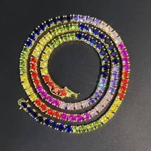 Tennis Chain Colorful Cubic Zirconia Womens Necklace 5mm Width Iced Out Hip Hop Popular Jewelry for Women