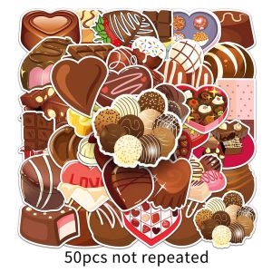 50PCS pencuci mulut coklat kartun pelekat kalis air boleh tanggal telefon bimbit bagasi Laptop cerek koper Mug Sticker