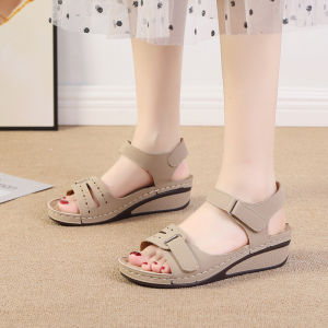 【Local Ship】Women Wedge Sandals Large Size Retro Light Carved Hollow Sandal for Ladies European American Style