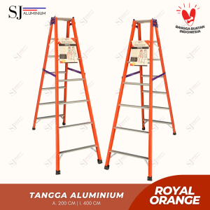 ROYAL - Tangga Lipat Aluminium Jumbo Multifungsi 200 CM / 2 Meter - Aluminium Ladder Royal Orange