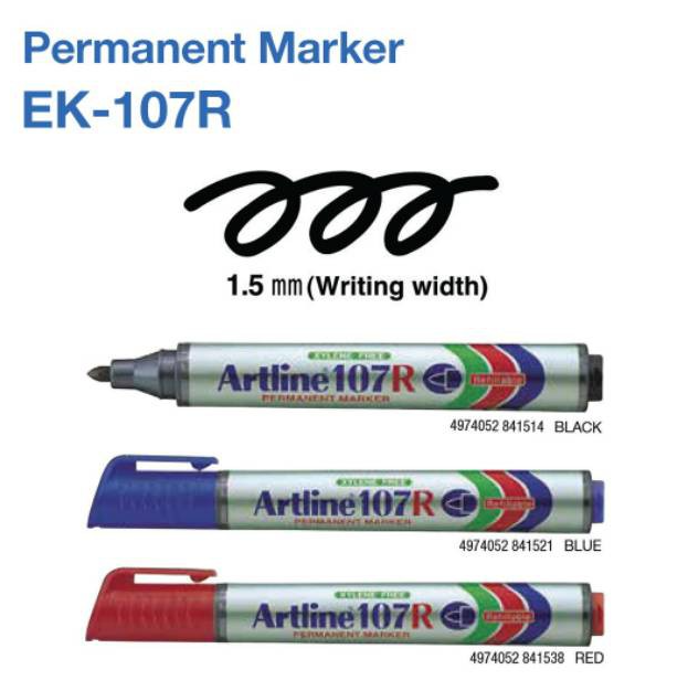 Artline 107 Permanent Marker Bullet Refillable Blue Black Red Sold