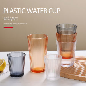6Pcs/Set Plastic Water Cups Acrylic High Grade Plastic Water Baso 250ml/350ml/500ml Water Cup
