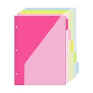 5 pcs 3 lỗ kẹp hồ sơ tấm chia nhựa tài liệu tổ chức tách Binder Bìa giữ giấy Index trang thư mục
