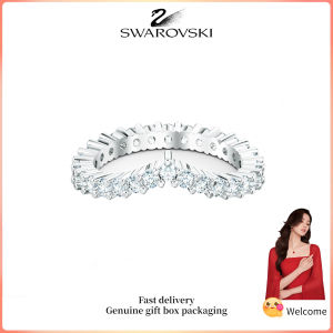 ♈ Swarovski ♈ Nhẫn thời trang nữ bạc S925 cắt tròn nhẫn Vittore V kim cương trắng Quà tặng ngày lễ tình nhân Quà tặng sinh nhật