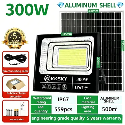 TOP SELLER[52.2k Sold]EEKOO Solar Lights buy 1 take 1 1000W 200W 300W Heavy Duty Garden Led Outdoor Flood Light Street Lamp with solar panel IP67 Waterproof 5 Year Warranty COD
