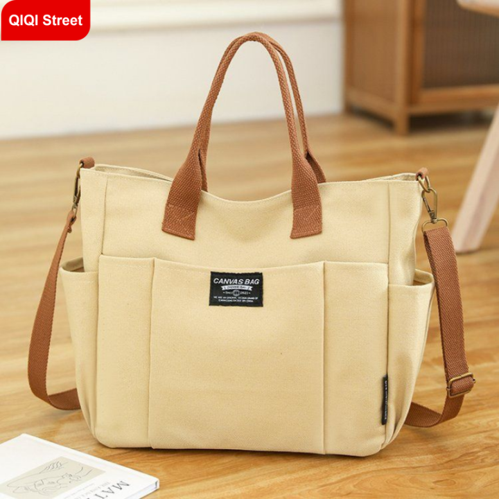 Women's canvas bag new style literary crossbody shoulder bag handbag  college student clerk bag 2023 new style Lazada PH