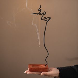 RIACHTAIS Zen Chinese Style Wooden Incense Burner Chinese Characters Upside Down Shape Wood Censer Holder Incense Tray Sleep Aid Incense Stick Burner For Household Aroma
