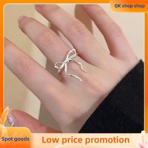 ✨QK shop✨ 2Pcs Fashion Bow Ribbon Rings For Women Girls Sweet Cute Geometric Bow Opening Adjustable Rings Wedding Party Jewelry Gifts