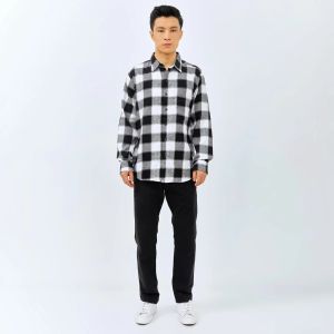 Kemeja Flanel Lengan Panjang Pria Kemeja Motip Kotak Kotak Kemeja Flannel Bahan Katun TOKO BEE