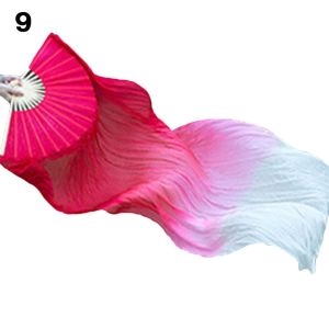 KLICKKRATE Kid Women Gradient Color Dancer Practice Silk Fans Long Silk Fans Belly Dancing Fan Rayon Silk Fans