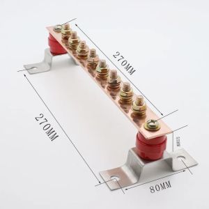 3x30/4x60 Red Copper Grounding Busbar Grounding Copper Bar Grounding Busbar Equipotential Terminal Copper Bar Tin-Plated Nickel-Plated Bending 🏆