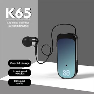 K65 Lavalier Bluetooth 5.2 Business Headset with Mic In-Ear Digital Display Long Range Business Single Ear Headset