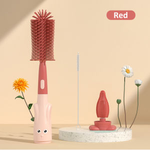 Aikoky 3 in 1 Non-Scratch Baby Milk Bottle Cleaner Silicone Brush Set 360 Degree Silicone Cleaning Brush
